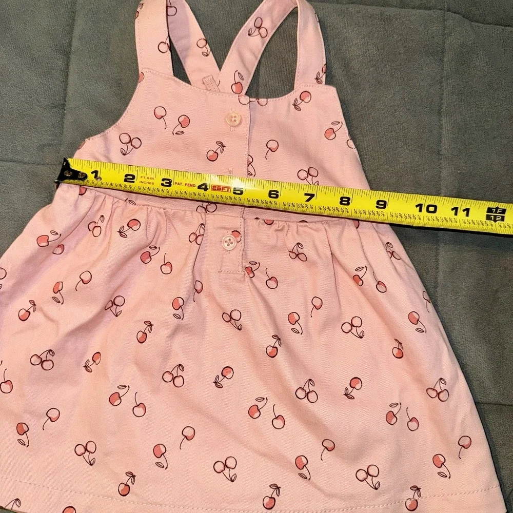 Carters Baby Girl Overall Dress  6 Months Pink Cherries Adjustable Straps Cotton
